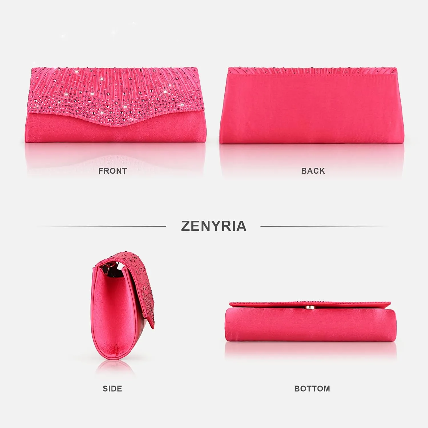 Women Evening Clutch Bags Satin Rhinestone Fromal Party Purse for Wedding Cocktail Prom Clutches