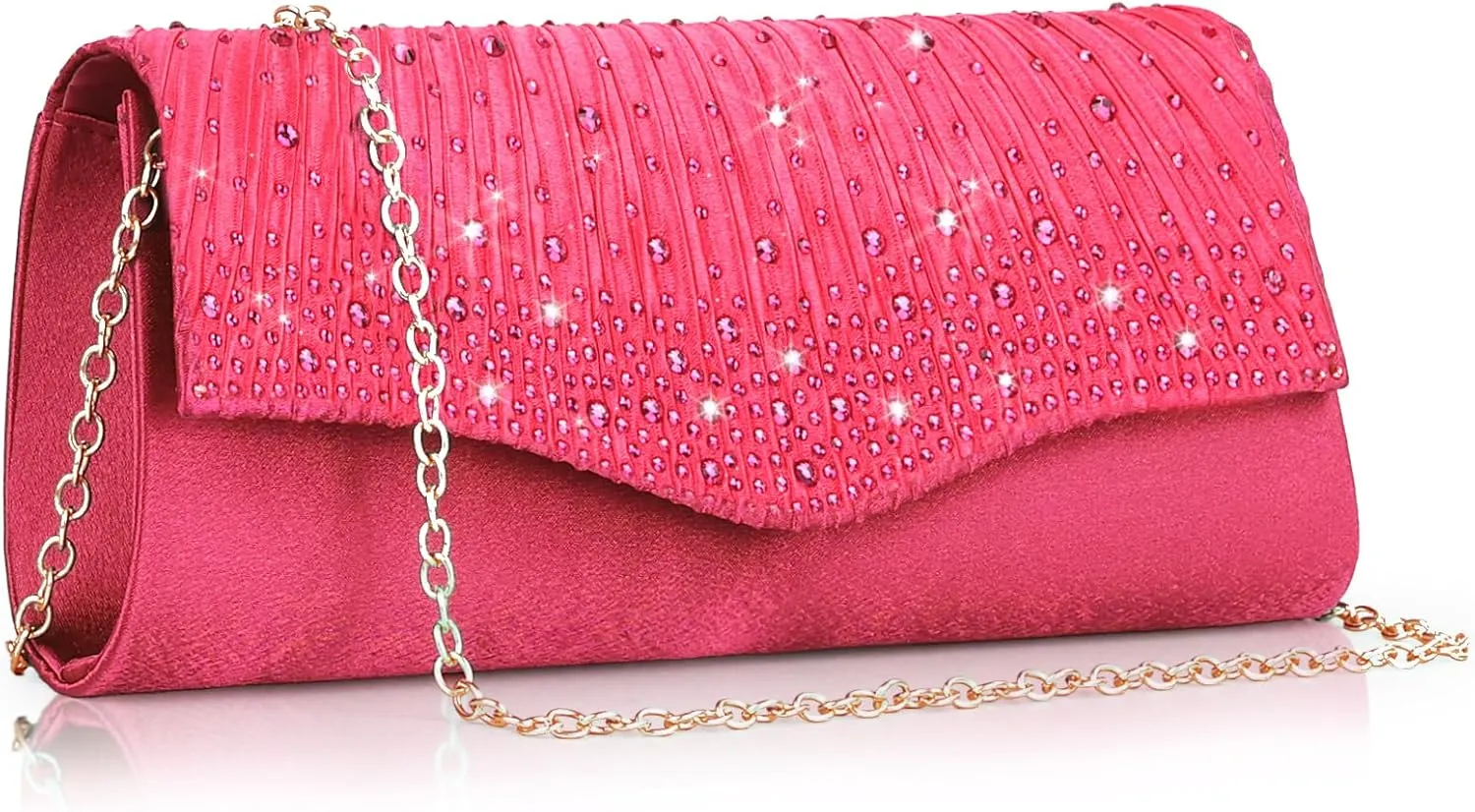 Women Evening Clutch Bags Satin Rhinestone Fromal Party Purse for Wedding Cocktail Prom Clutches