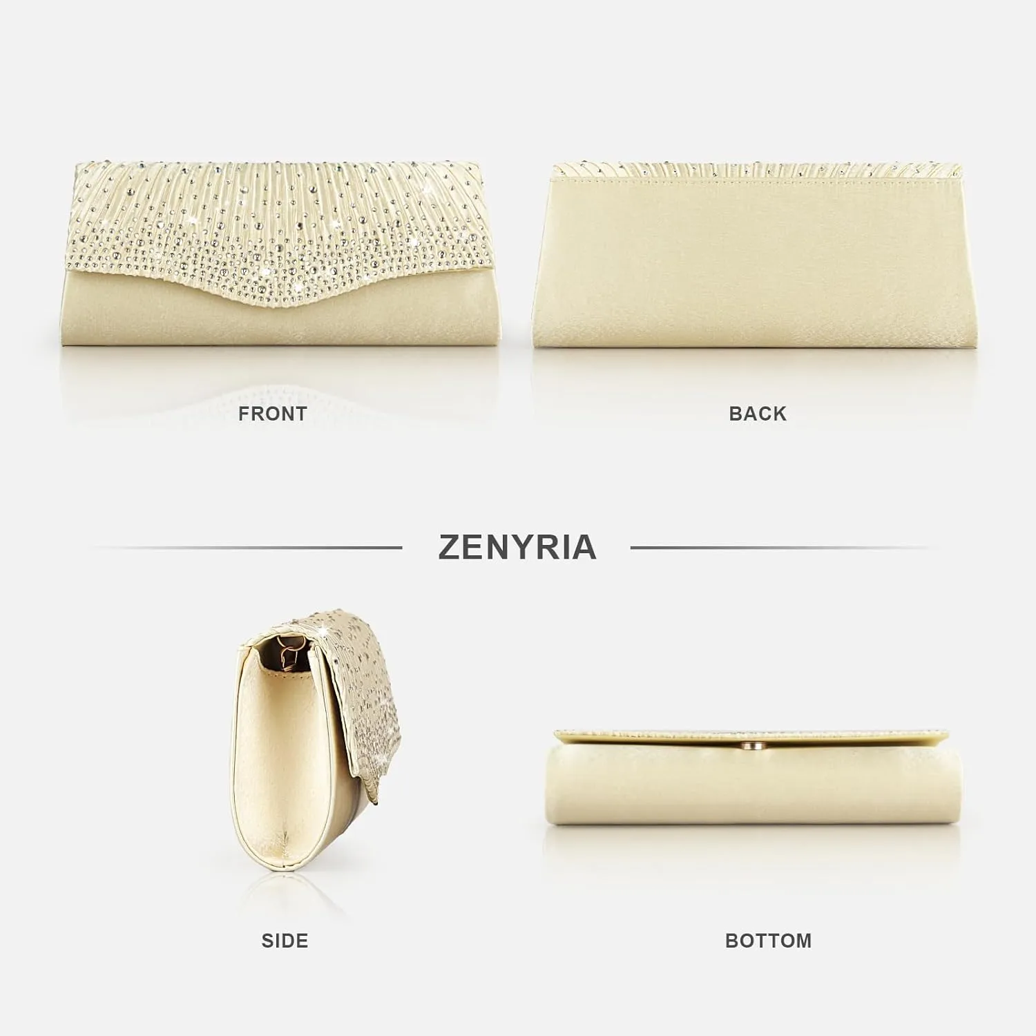Women Evening Clutch Bags Satin Rhinestone Fromal Party Purse for Wedding Cocktail Prom Clutches