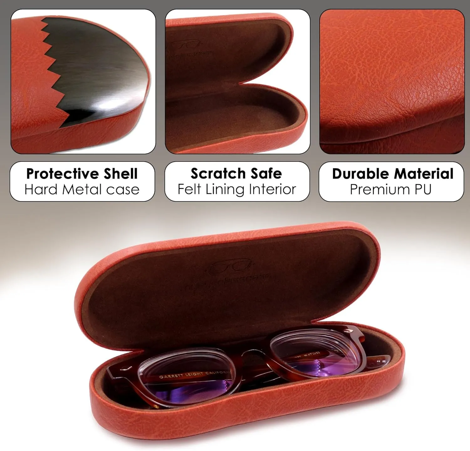 Women Glasses Case, Hard Shell Eyeglass Holder, Protective with lip for easy openning with drawstring pouch and cloth