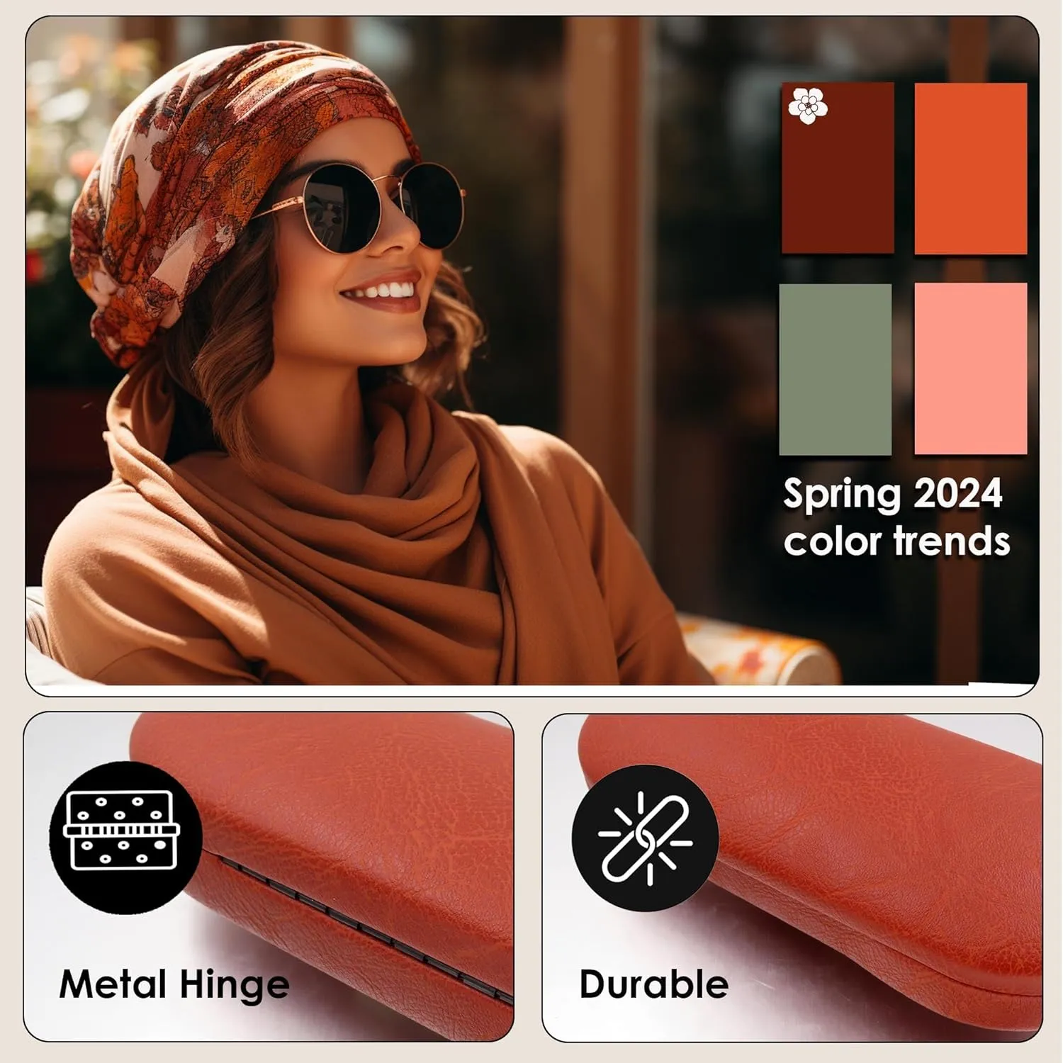 Women Glasses Case, Hard Shell Eyeglass Holder, Protective with lip for easy openning with drawstring pouch and cloth