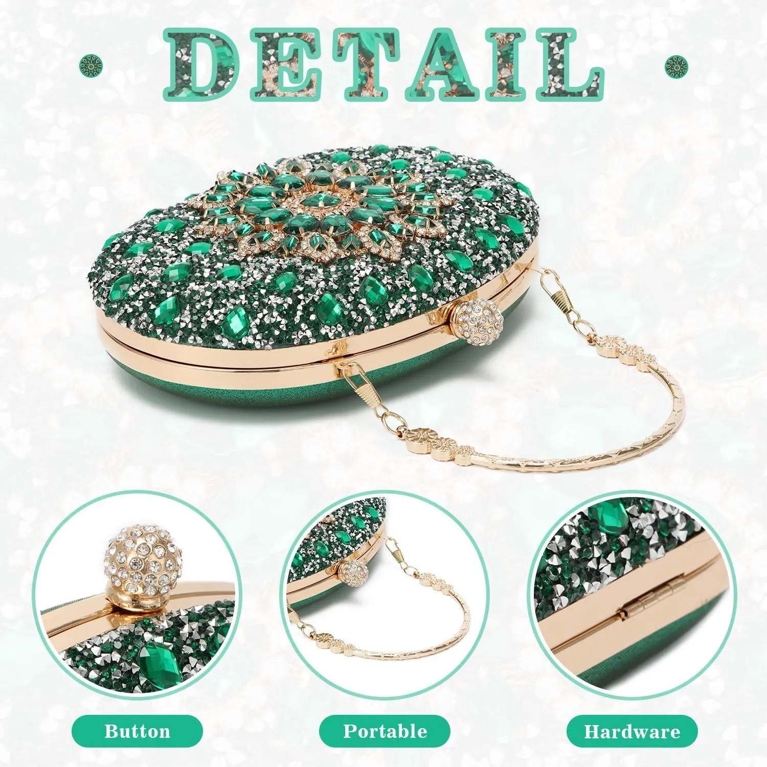 Women Rhinestone Evening Clutch Purse Bag Bling Glitter Sparkly Diamond Tote Bag Crystal Wedding Party Bag