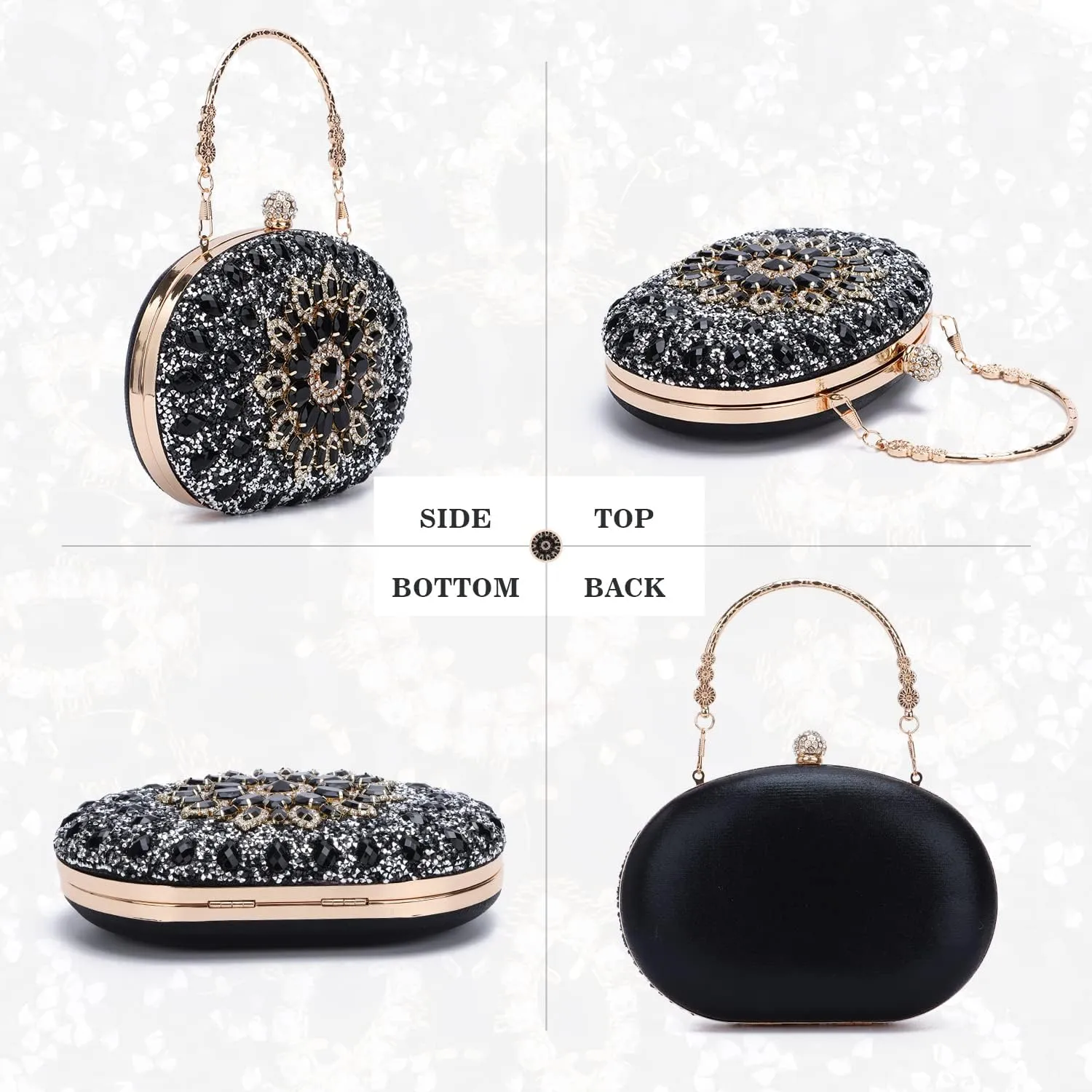 Women Rhinestone Evening Clutch Purse Bag Bling Glitter Sparkly Diamond Tote Bag Crystal Wedding Party Bag