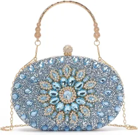 Women Rhinestone Evening Clutch Purse Bag Bling Glitter Sparkly Diamond Tote Bag Crystal Wedding Party Bag