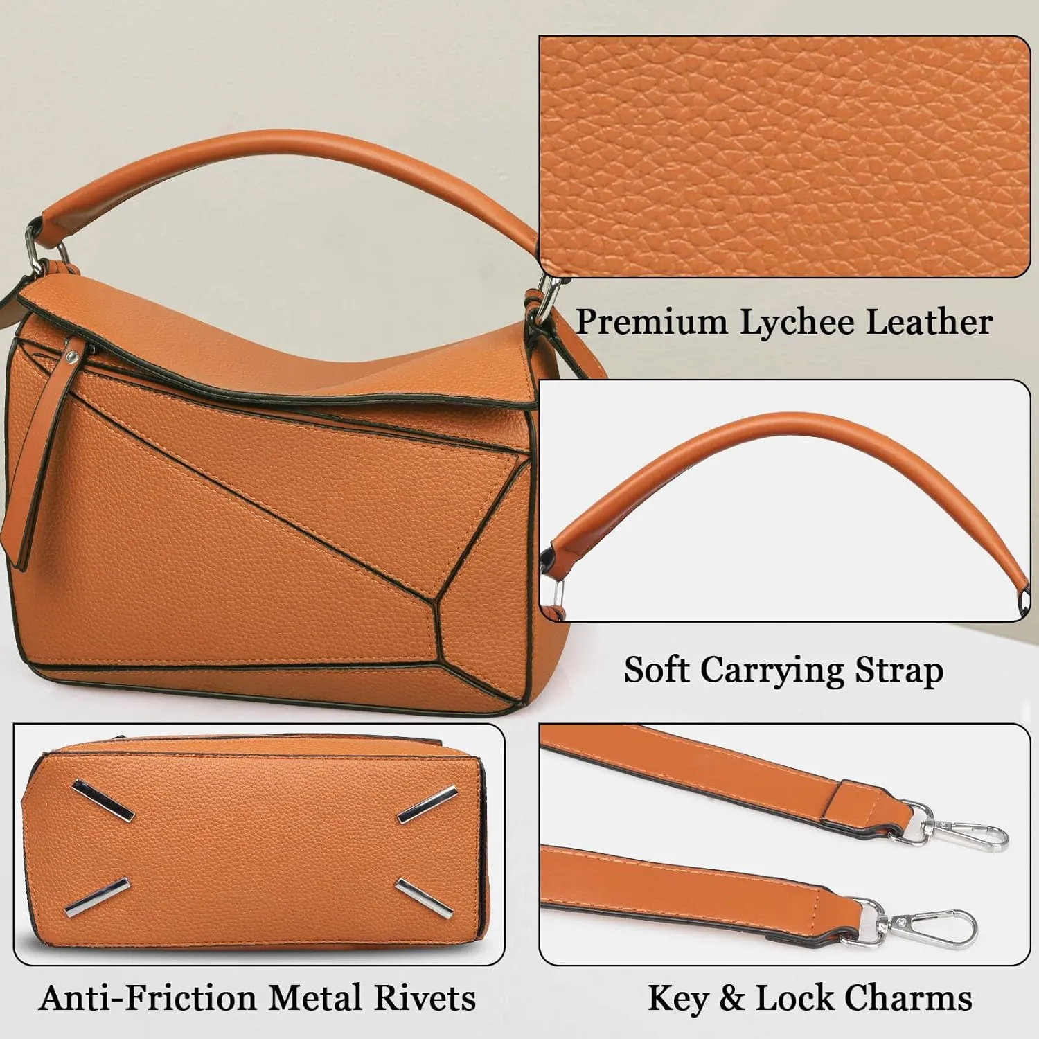 Women's Handbags Leather Crossbody Bags Womens Top-Handle Handbags Puzzle Bag Small Crossbody Bag Adjustable Strap Purse