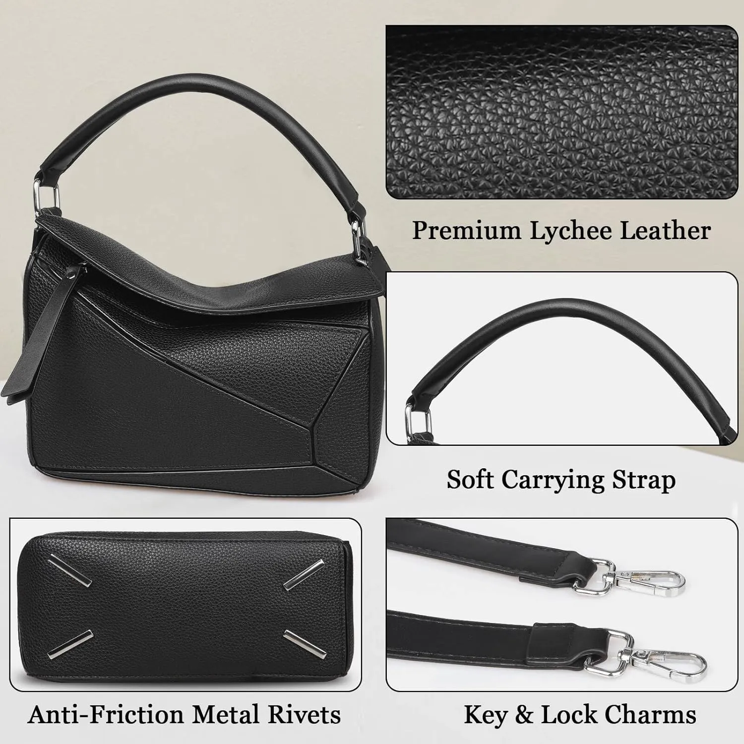 Women's Handbags Leather Crossbody Bags Womens Top-Handle Handbags Puzzle Bag Small Crossbody Bag Adjustable Strap Purse