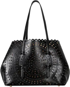 Womens Hollow Vegan Leather Tote Bag Small Summer Beach Bucket Shoulder Purse Top Handle Handbag Crossbody Satchels