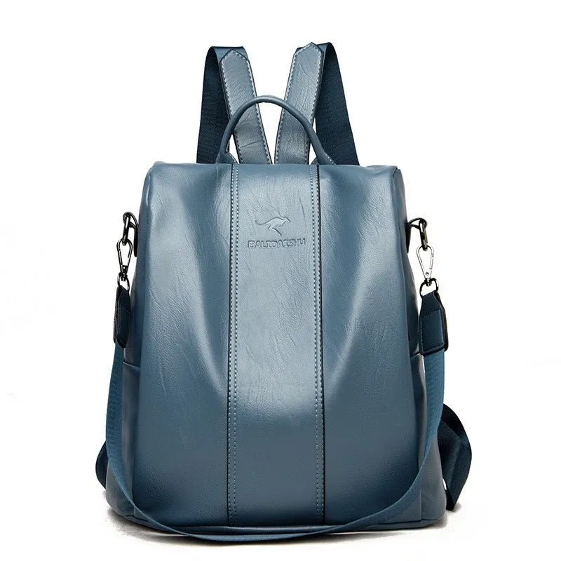 Women's Large Capacity Backpack Soft Leather Travel Bag