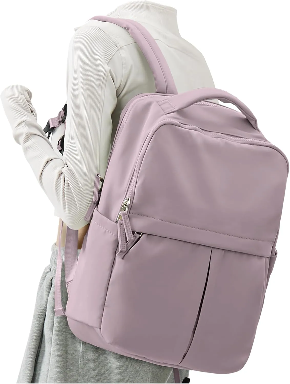 Women's Mochila Gym Work Teacher Backpack with Laptop Compartment - Lightweight Commuter & Travel Backpack - Purple