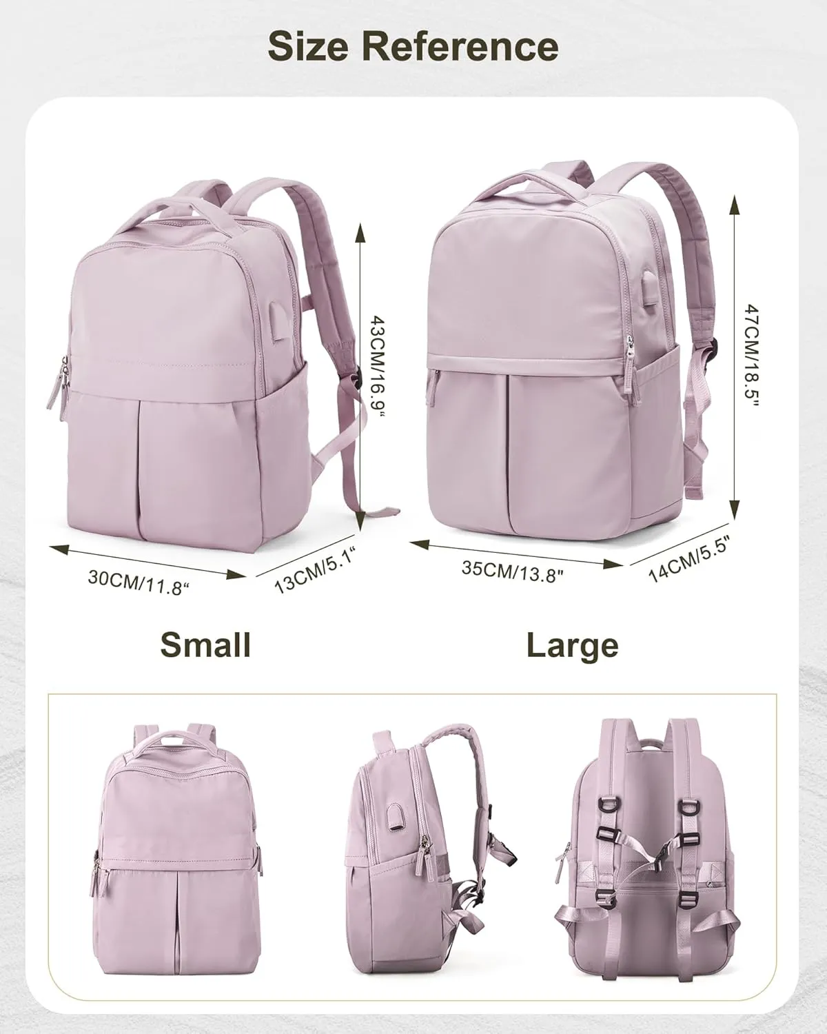 Women's Mochila Gym Work Teacher Backpack with Laptop Compartment - Lightweight Commuter & Travel Backpack - Purple