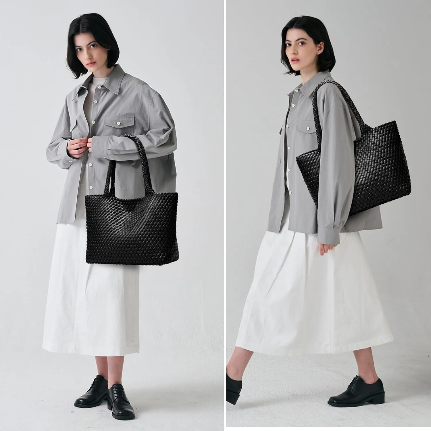 Woven Bags for Women Tote Purse: Vegan Leather Shoulder Handbags - Large Beach Tote - Travel Totes Handwoven Satchel