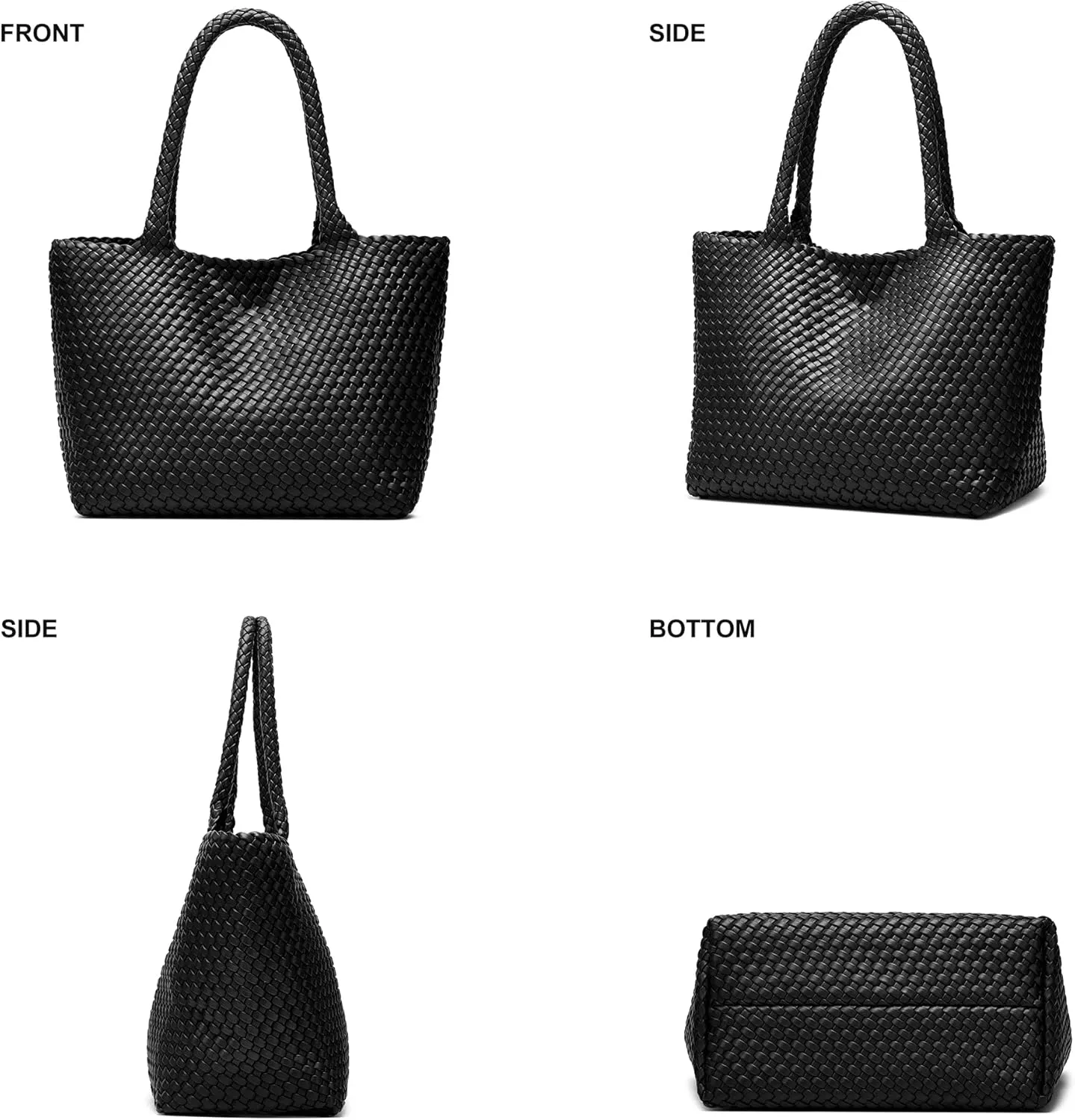 Woven Bags for Women Tote Purse: Vegan Leather Shoulder Handbags - Large Beach Tote - Travel Totes Handwoven Satchel