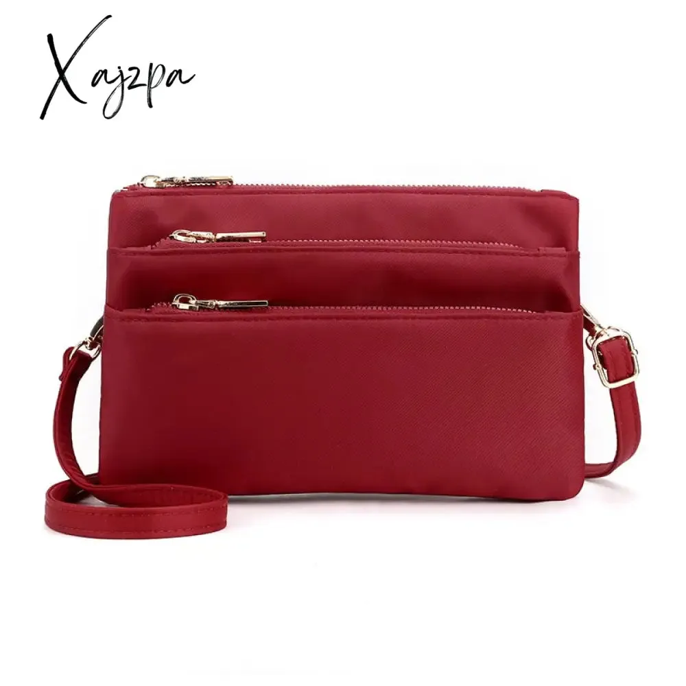 Xajzpa - Fashion Nylon Shoulder Bag Woman Solid Waterproof Zipper Messenger Bag Black Multi-pocket Versatile Purses And Handbags Sac
