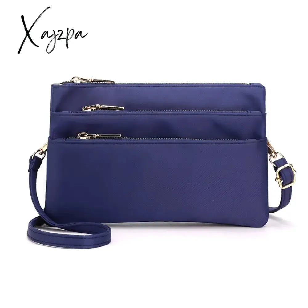 Xajzpa - Fashion Nylon Shoulder Bag Woman Solid Waterproof Zipper Messenger Bag Black Multi-pocket Versatile Purses And Handbags Sac