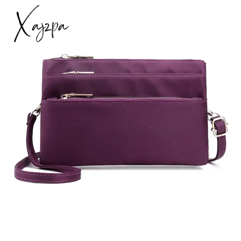 Xajzpa - Fashion Nylon Shoulder Bag Woman Solid Waterproof Zipper Messenger Bag Black Multi-pocket Versatile Purses And Handbags Sac