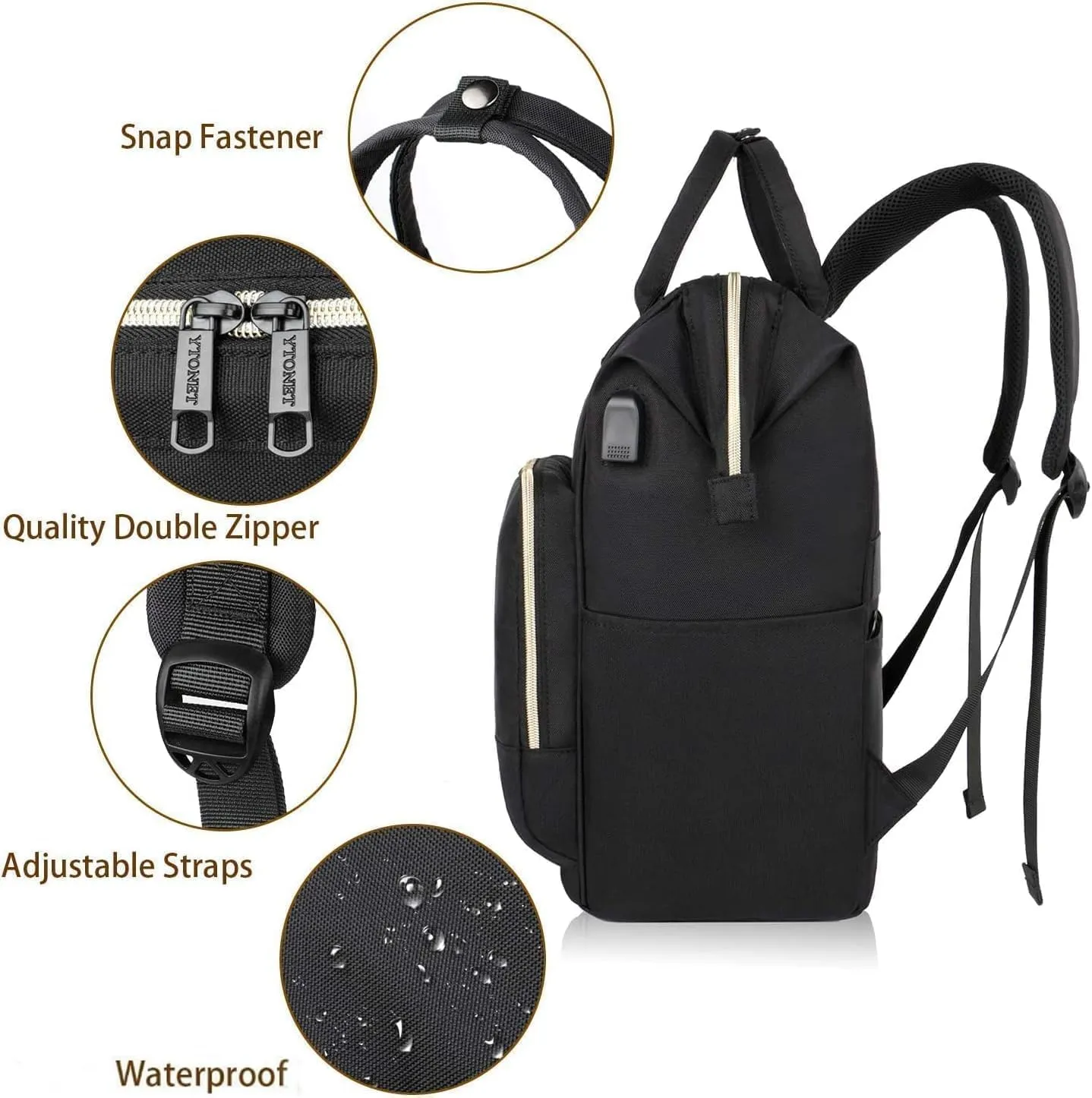 Ytonet Laptop Backpack Women, 17.3 Inch Large Bag for Women Travel Bag with Laptop Compartment USB Charging Port, RFID Anti-Theft Water Resistant Work Backpack Purse, Black