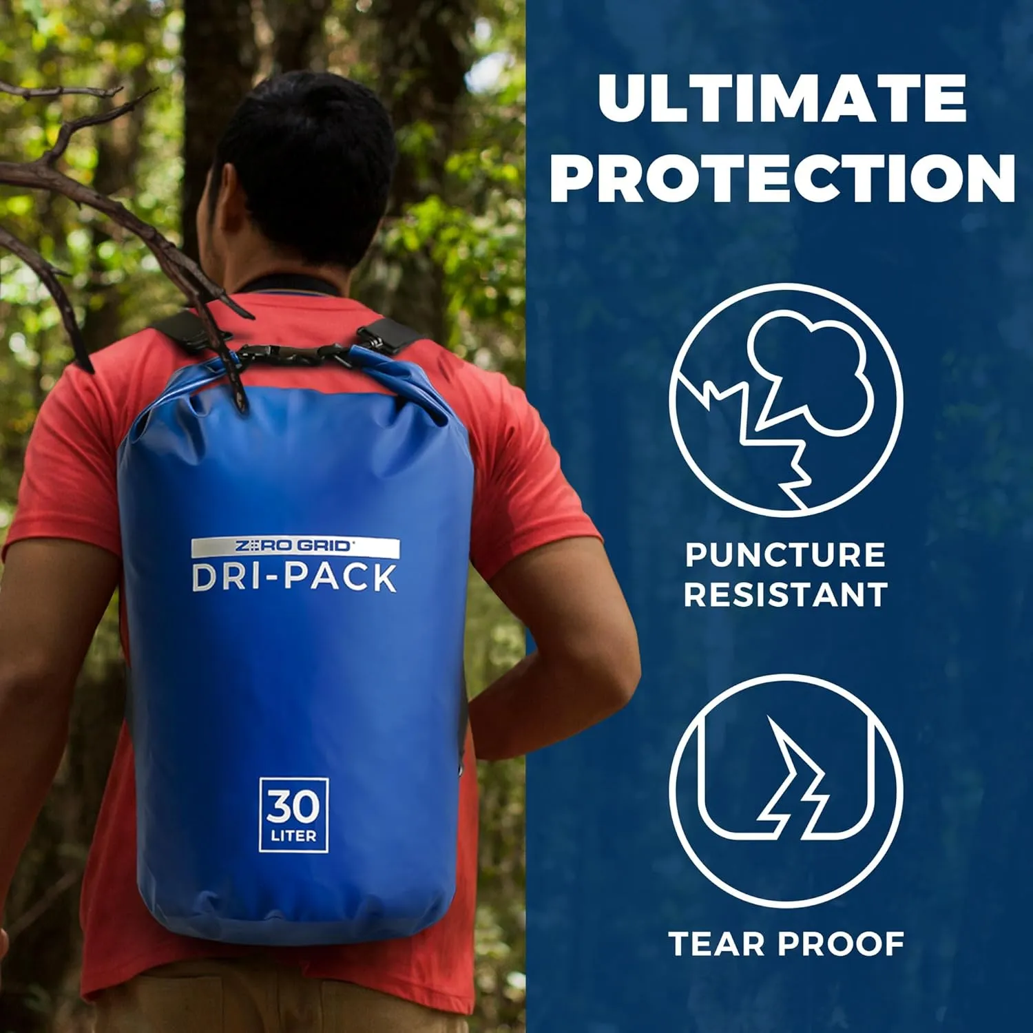 Zero Grid Waterproof Dry Bag - Floating Roll Top Drybag Keeps Dry 10L/20L/30L/40L Sizes for Backpacking, Kayaking, Boating, Camping, Fishing, Hiking, Made from Tough 500D Material
