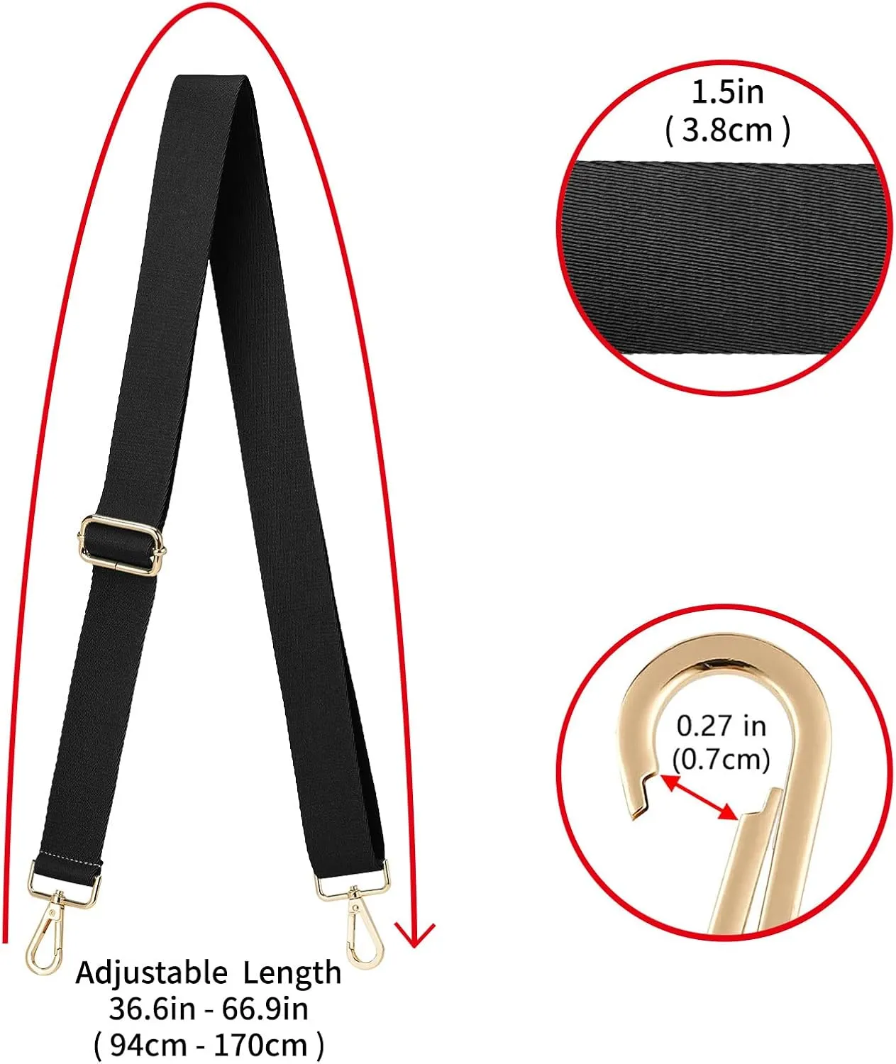 ZOOEASS Wide Shoulder Strap (Solid),Adjustable Replacement Belt Crossbody Canvas Bag Handbag