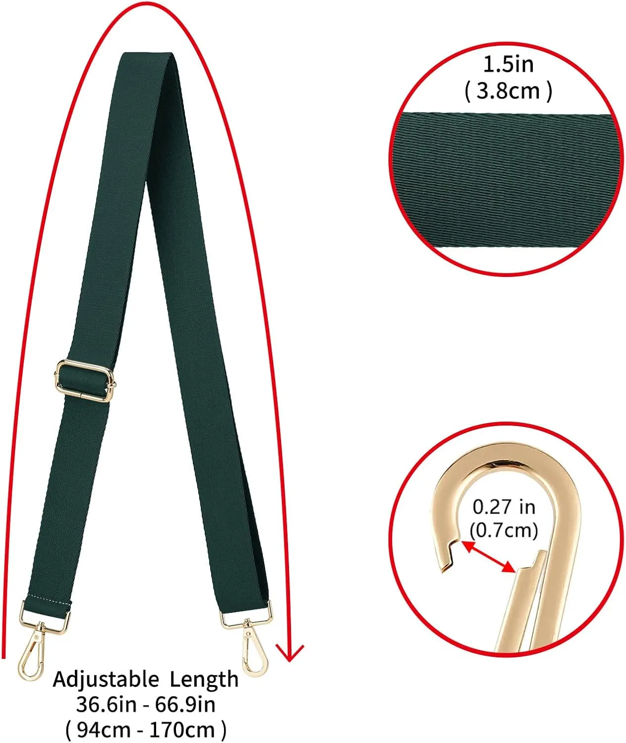 ZOOEASS Wide Shoulder Strap (Solid),Adjustable Replacement Belt Crossbody Canvas Bag Handbag